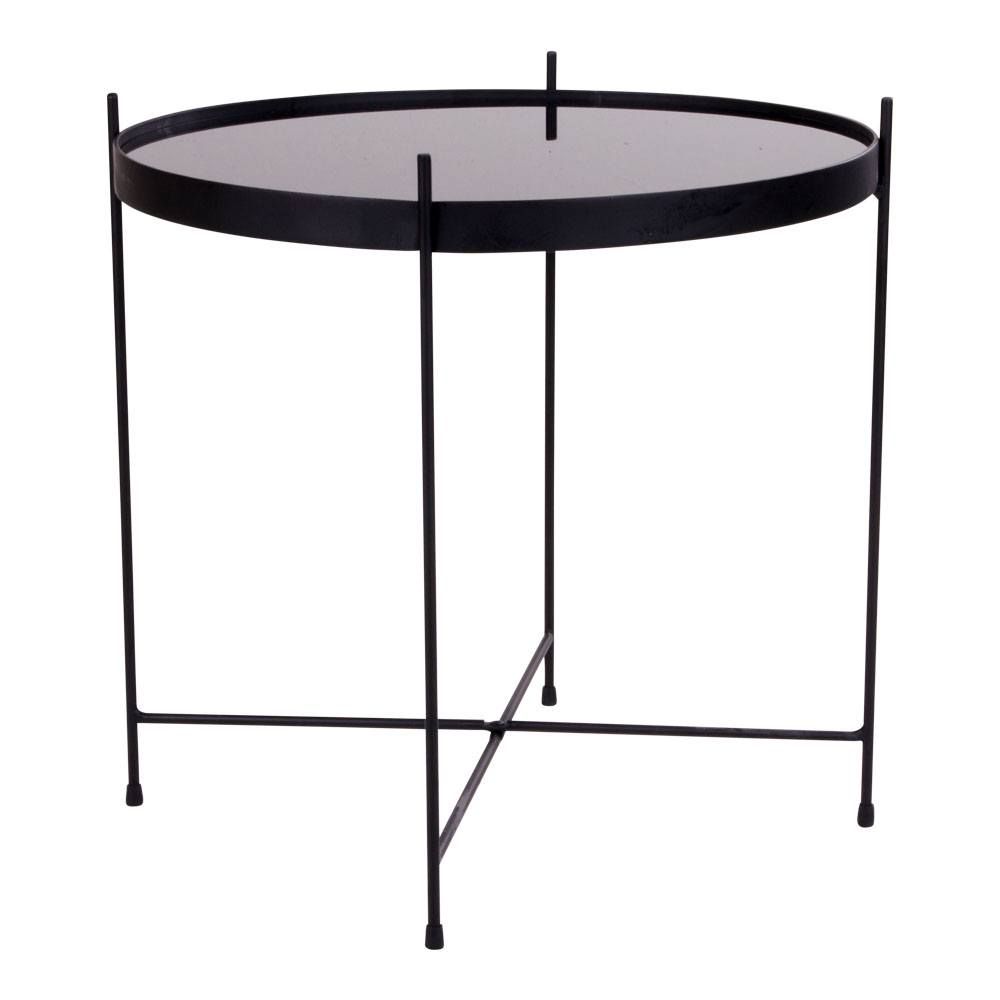 Kerek üveg dohányzóasztal, 48 cm, fekete - PASTILLE - Butopêa